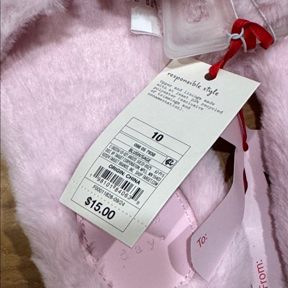 Pink Fuzzy Women Slippers Sandals 10 a new day - Picture 3 of 3